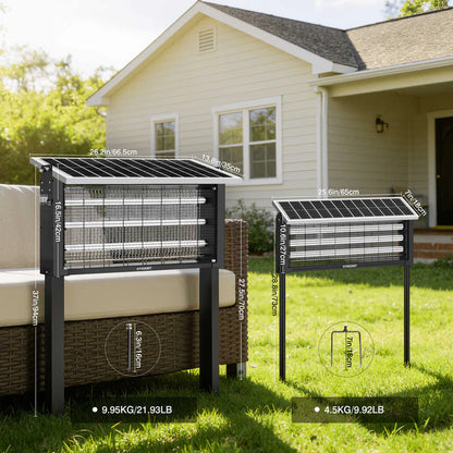 Solar Bug Zapper Light Covers 8,000 Sq Ft –  Big Size Triple UV Tube | Kills Mosquitoes