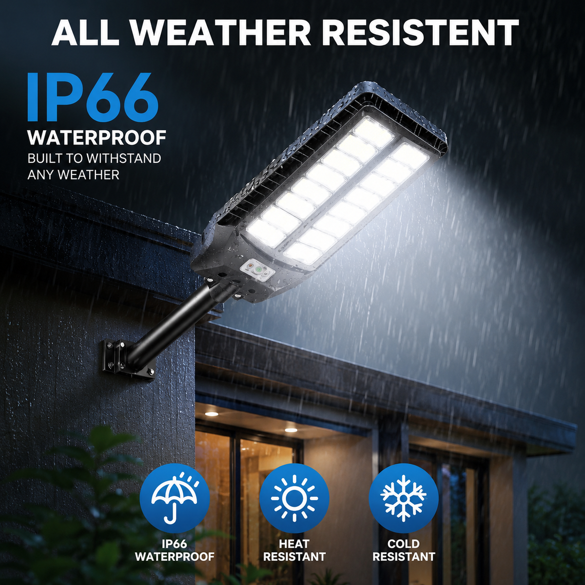 Solar Street Light Outdoor LED Motion Sensor with Remote Control, IP66 Rated
