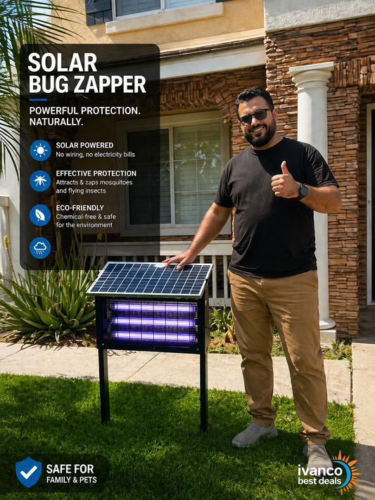Solar Bug Zapper Light Covers 8,000 Sq Ft –  Big Size Triple UV Tube | Kills Mosquitoes