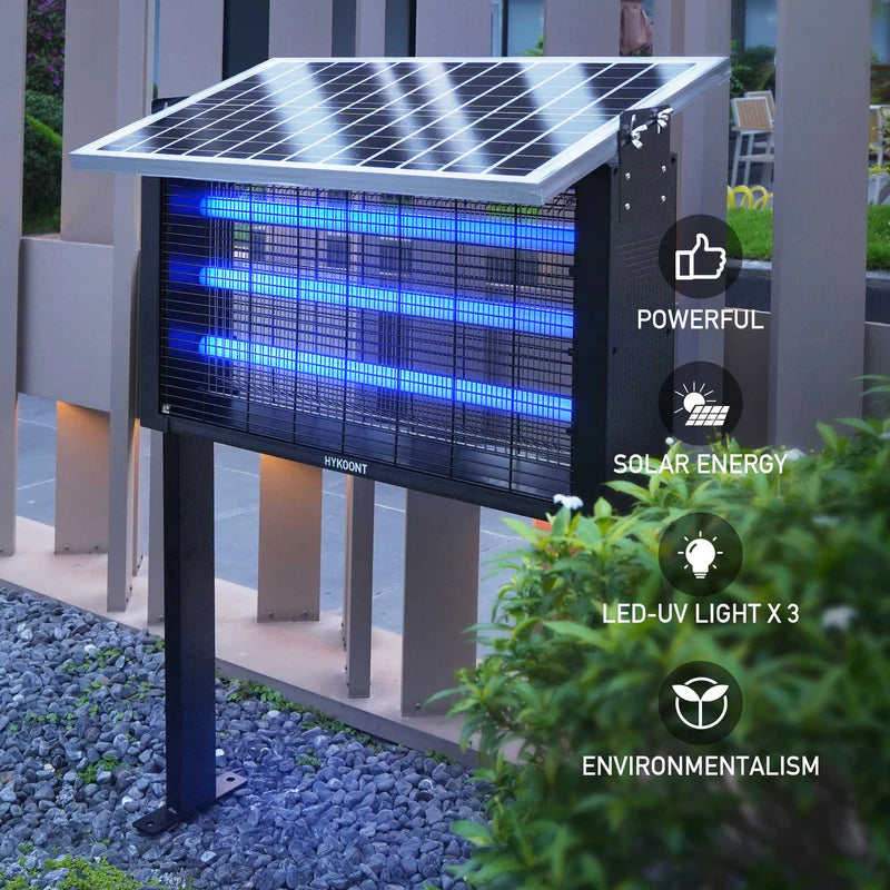 Solar Bug Zapper Light Covers 8,000 Sq Ft –  Big Size Triple UV Tube | Kills Mosquitoes