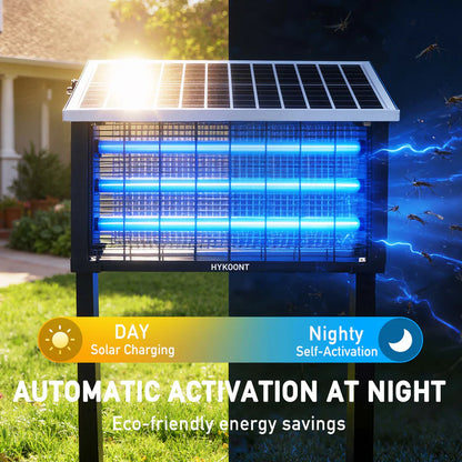 Solar Bug Zapper Light Covers 8,000 Sq Ft –  Big Size Triple UV Tube | Kills Mosquitoes