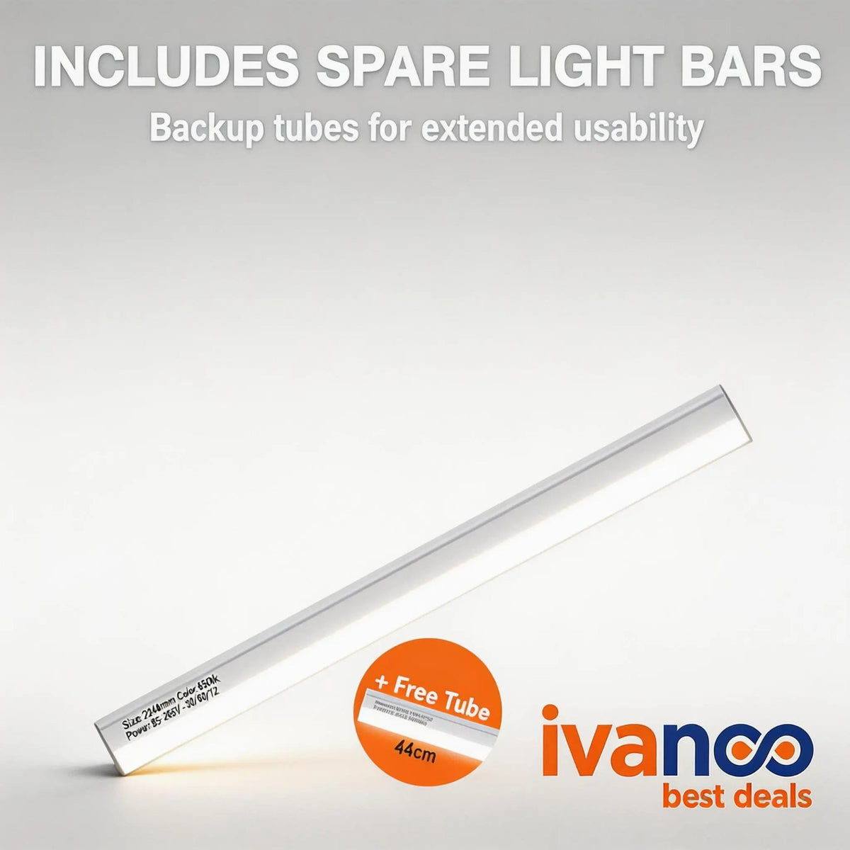 Light bar with spare light bars included, featuring Ivanoo branding.