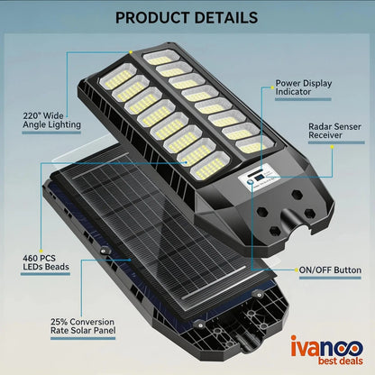 SolarLite 8000W 6500K Super Bright LED Outdoor Security Light