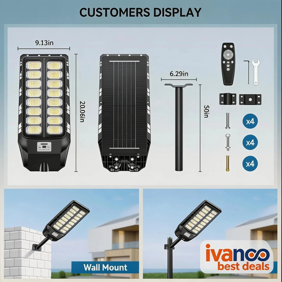 SolarLite 8000W 6500K Super Bright LED Outdoor Security Light