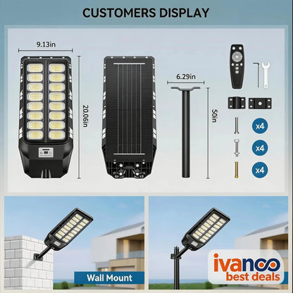 SolarLite 8000W 6500K Super Bright LED Outdoor Security Light